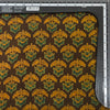 Pure Cotton Ajrak Dark Brown With Green And Yellow Flower Motif Hand Block Print Fabric