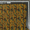 Pure Cotton Ajrak Dark Brown With Green And Yellow Leaves Jaal Hand Block Print Fabric