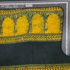 Pure Cotton Ajrak Dark Green With Rust Yellow Big Border Intricate Design Hand Block Print Fabric