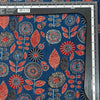 Pure Cotton Ajrak Different Flower With Blue And Rust Red Hand Block Print Fabric