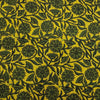 Pure Cotton Ajrak Green And Yellow  Flower  Jaal Hand Block Print Fabric