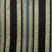Pure Cotton Ajrak Green Blue Black Border Hand Block Print Fabric