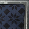 Pure Cotton Ajrak Navy Blue With Black Stars Hand Block Print Fabric