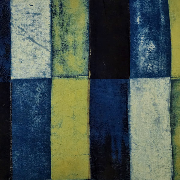 Pre-cut 1.40 meter Pure Cotton Ajrak Persian Blue Green Black Patches Textured Hand Bock Print Fabric