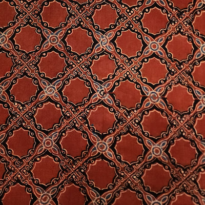 Pure Cotton Ajrak Red Intricate Design Hand Block Print Fabric