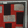 Pure Cotton Ajrak Red With Black And Rust Blue Bricks Hand Block Print Fabric