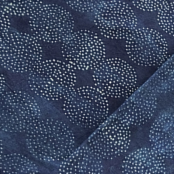 Pure Cotton Ajrak Rust Blue With Cream  Dotes Design Hand Block Print Fabric