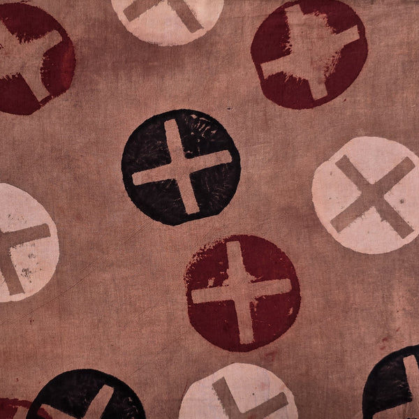 Pure Cotton Ajrak Rust Brown With Red And Black With Cream Plus  Hand Block Print Fabric