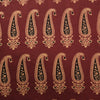 Pure Cotton Ajrak Rust With Cream Black Kairi Hand Block Print Fabric