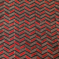 Pure Cotton Vegetable Dyed Ajrak Black With Rust Zig-Zag Border Hand Block Print Fabric