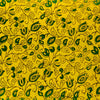 PRE-CUT 1.5 METER Pure Cotton Ajrak Yellow With Green Floral Jaal Hand Block Print Fabric