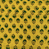( Pre-Cut 1.35 Meter ) Pure Cotton Ajrak Yellow With Green Motifs Hand Block Print Fabric