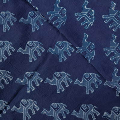 Pure Cotton Akola Indigo Camel Hand Block Print Fabric