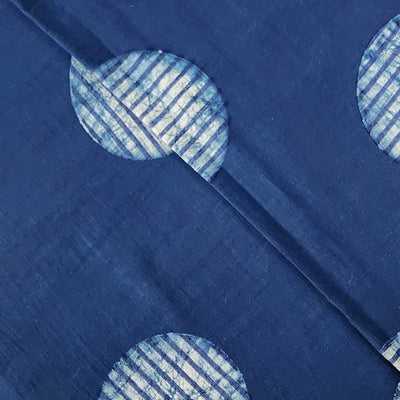 Pure Cotton Akola Indigo Chakar With Stripes Hand Block Print Fabric