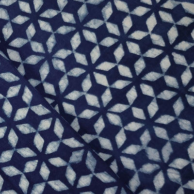 Pure Cotton Akola Indigo Geometric Design Hand Block Print Fabric