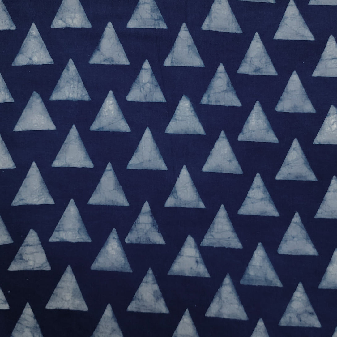 Pure Cotton Akola Indigo Triangle Hand Block Print Fabric – Sanskruti