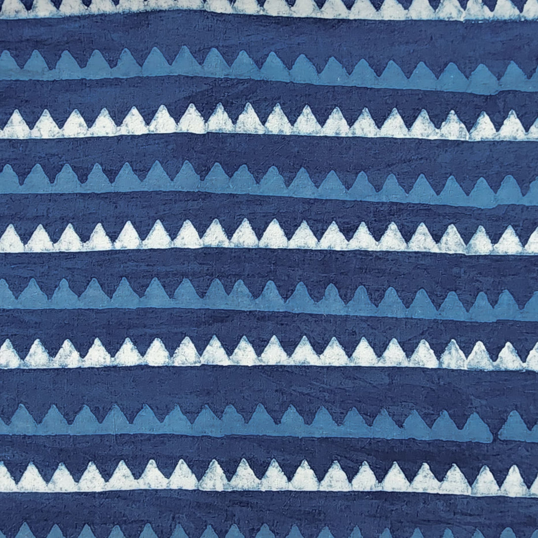 Pure Cotton Akola Indigo Triangle Stripes Hand Block Print Fabric ...