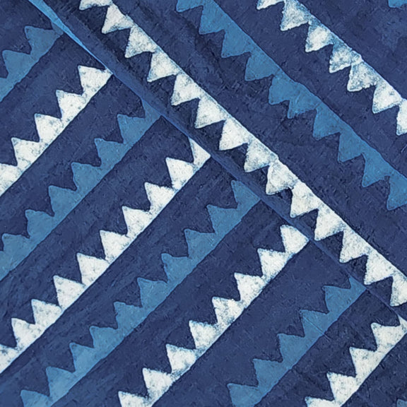 Pure Cotton Akola Indigo Triangle Stripes Hand Block Print Fabric ...