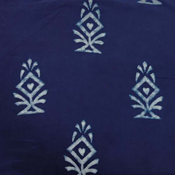 (Pre- Cut 1.60 Meter) Pure Cotton Akola Indigo With Intricate Design Hand Block Print Fabric
