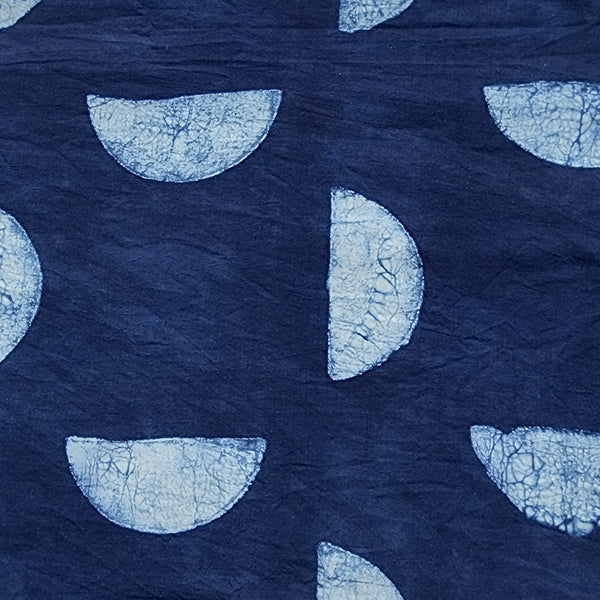Pure Cotton Akola Indigo With White Half Moon Motif Hand Block Print Fabric