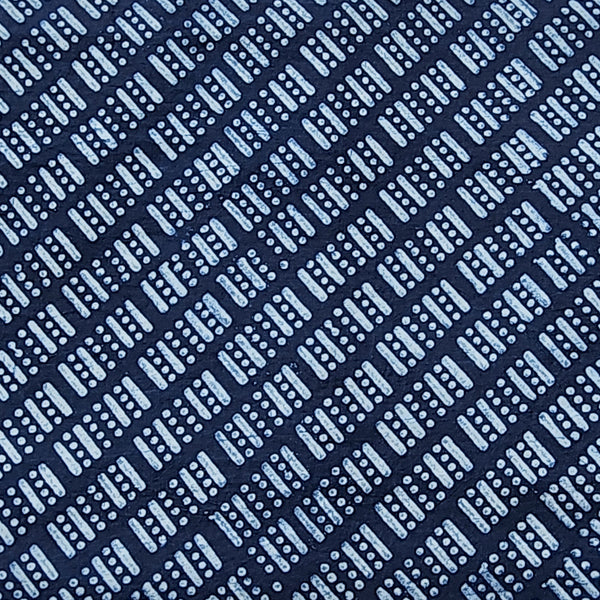 Pure Cotton Akola Indigo With White Slunting Motifs Hand Block Print Fabric