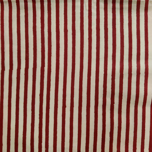 Pre-cut 1.70 meter Pure Cotton Bagh Stripes Hand Block Print Fabric