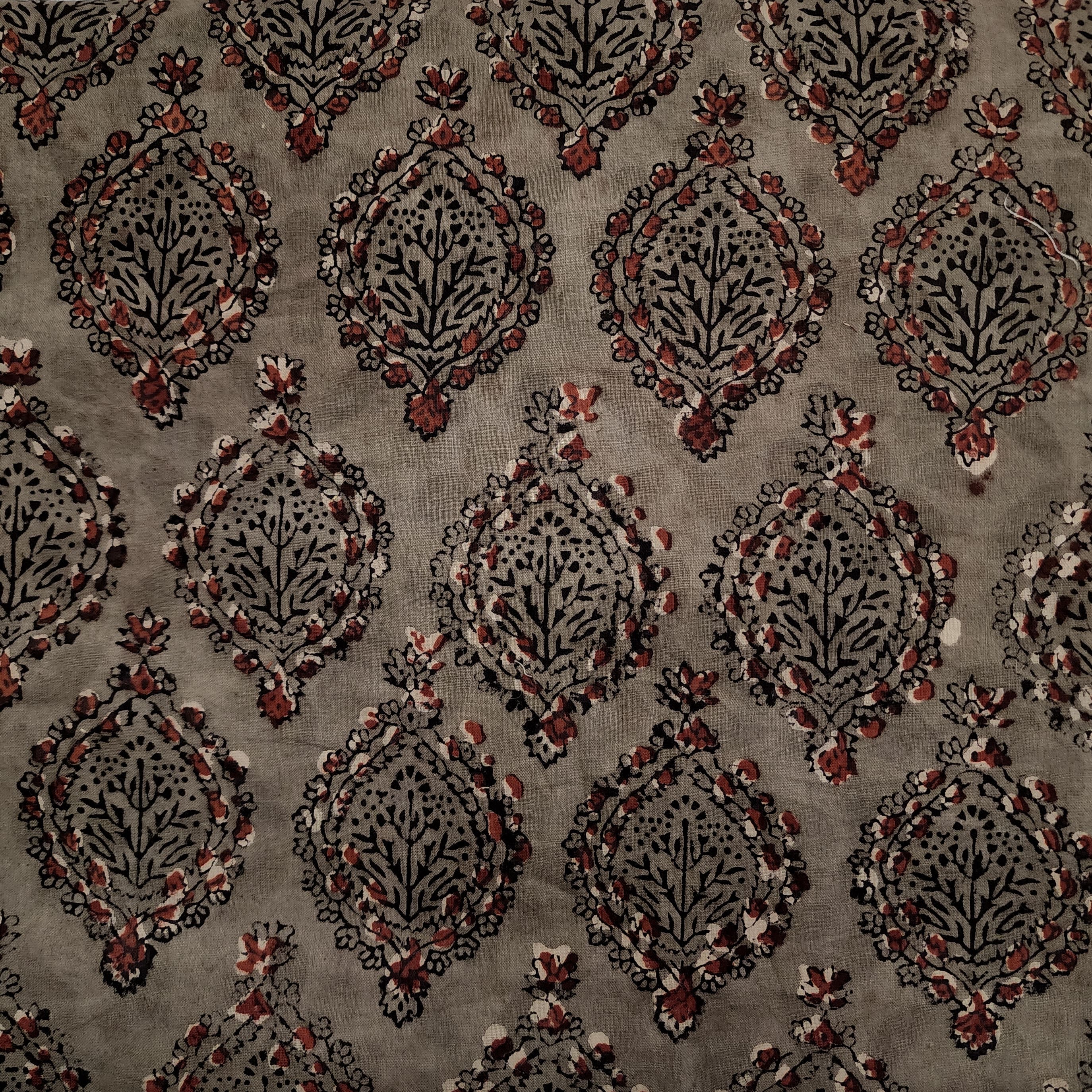 PRE-CUT 1 METER Pure Cotton Bagru Jacquard With Black And Maroon Mehen ...