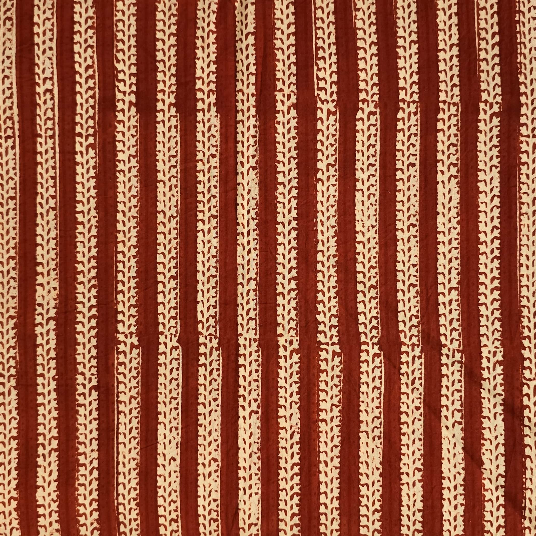 Pure Cotton Bagru Rust Red With Cream Border Hand Block Print Fabric ...