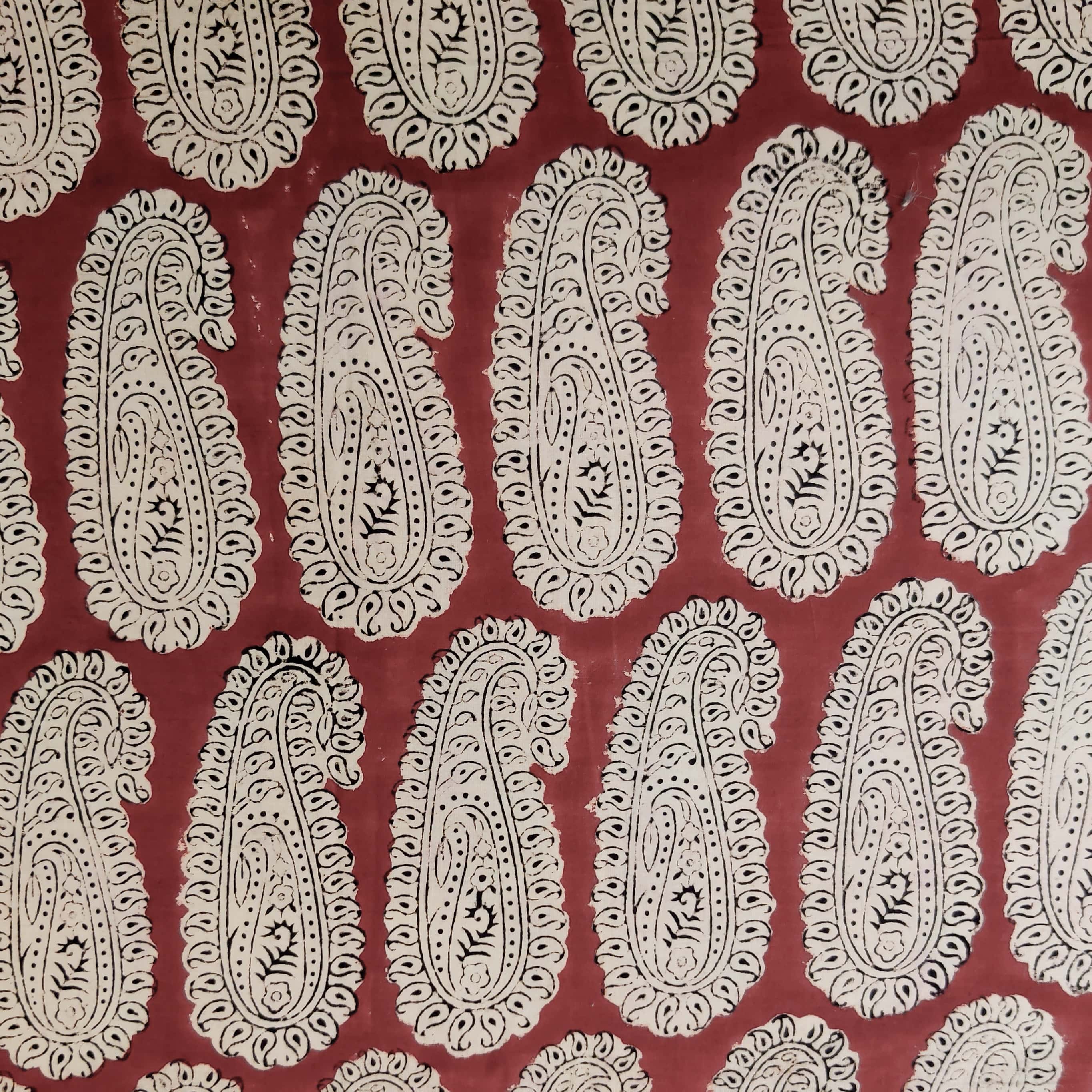 Pure Cotton Bagru Rust With Cream Big Motif Hand Block Print Fabric ...