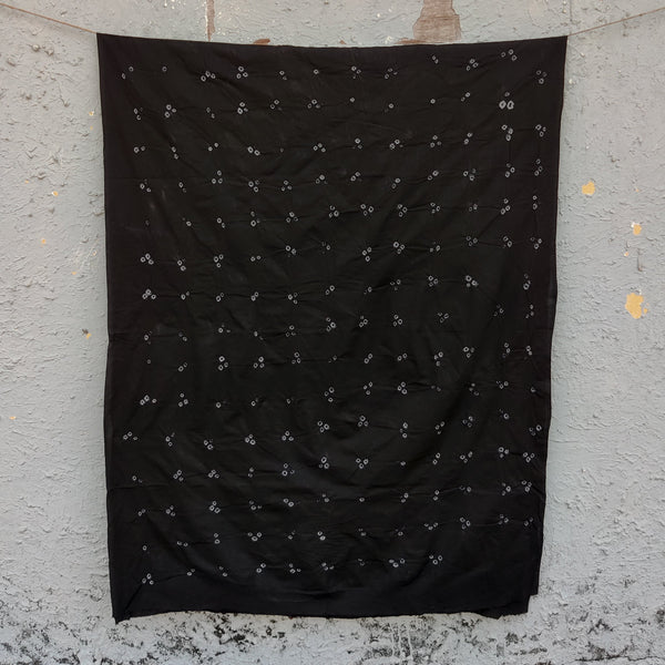 ( PreCut 2.50 Meter ) Pure Cotton Bandani Black With Small Dots Tie And Dye Fabric