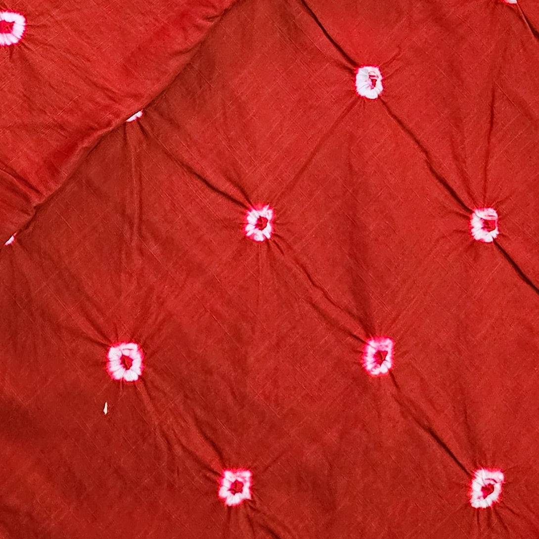 ( 2.5 Meter Fabric ) Pure Cotton Bandhani Red With White Tie And Dyed ...