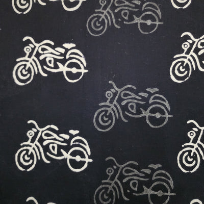 Pure Cotton Black And White Bullet Hand Block Print Fabric
