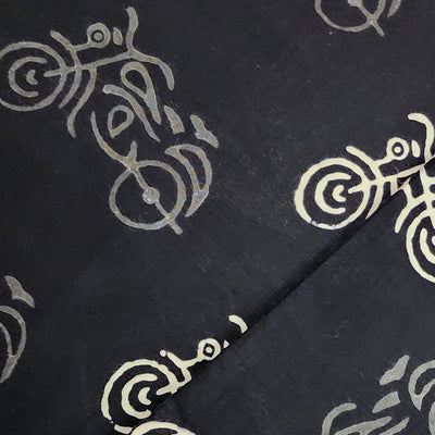 Pure Cotton Black And White Bullet Hand Block Print Fabric