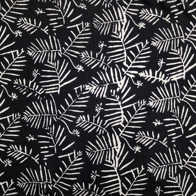 Pure Cotton Black And White Grass Jaal Hand Block Print Fabric