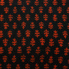 Pure Cotton Black With Red Flower Motif Hand Block Print Fabric