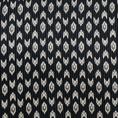 Pure Cotton Black With White Kaatha Intricate Design Print Fabric