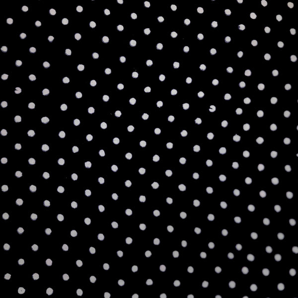 ( Pre-Cut 2.30 Meter ) Pure Cotton Black With White Polka Dot Hand Block Print Fabric