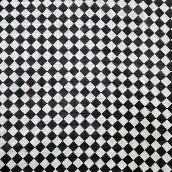 ( Pre-Cut 2.25 Meter ) Pure Cotton Black With White Screen Print Fabric