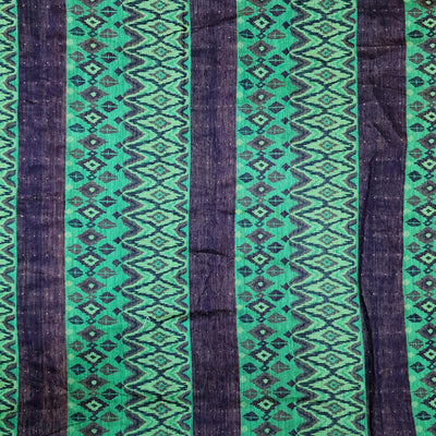 ( Pre-Cut 1.30 Meter ) Pure Cotton Cotton Silk With Blue With Ink Blue Border With Intricate Design Hand Woven Fabric