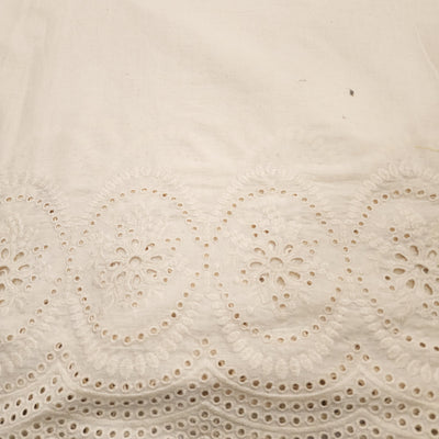 ( Width 45 Inches ) Pure Cotton Cream Hakoba With Border Fabric