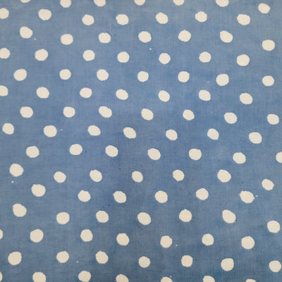 Pure Cotton Dabu Baby Boy Blue With Cream Polka Dots Hand Block Print Fabric