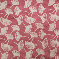 Pure Cotton Dabu Baby Pink With Cream Mashroom Flowers Hand Block Print Fabric