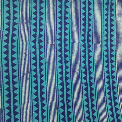 Pure Cotton Gamthi  Blue With Border Hand Block Print Fabric