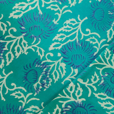 ( Pre-Cut 1.30 Meter ) Pure Cotton Dabu Blue With Intricate Design Hand Block Print Fabric