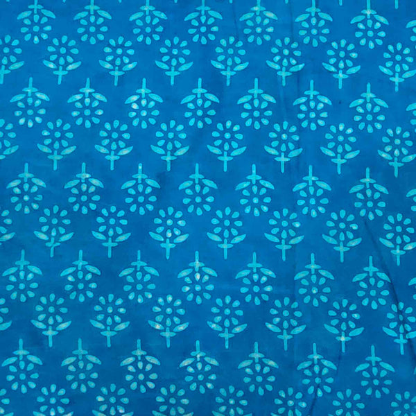Pure Cotton Dabu Blue With Self Colour Design Flower Motif Hand Block Print Fabric