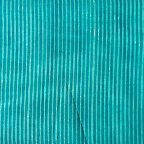 Pure Cotton Dabu Blue With White Stripes Hand Block Print Fabric
