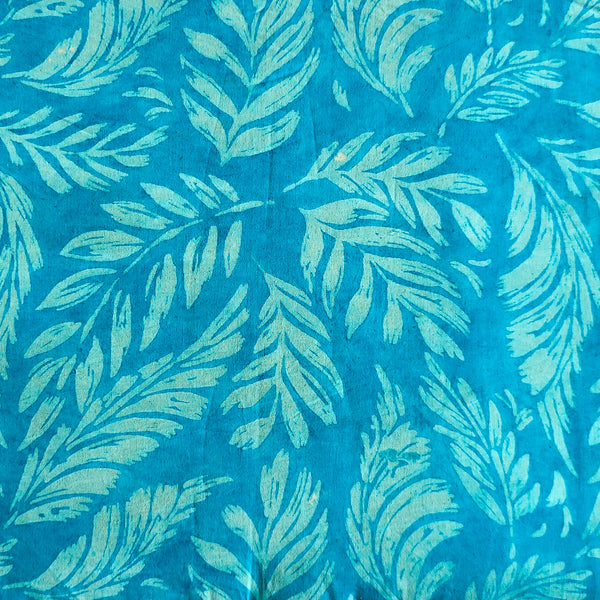 Pure Cotton Dabu Blue With White Wild Jungle Leaves Jaal Hand Block Print Fabric