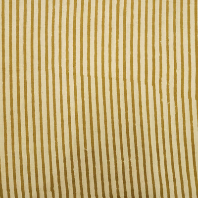 Pure Cotton Dabu Cream And Green Stripes Hand Block Print Fabric