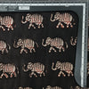 Pure Cotton Dabu Dark Brown Elephant Motif Hand Block Print Fabric