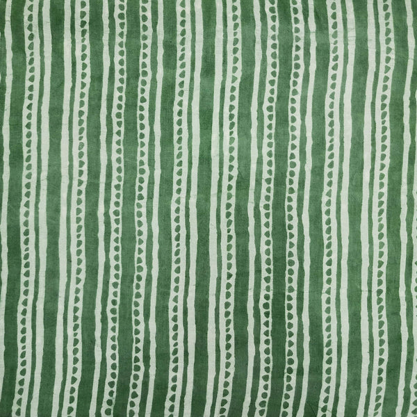 Pure Cotton Dabu Dark Green With Cream Border Hand Block Print Fabric
